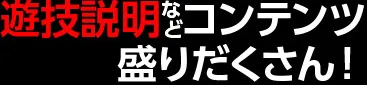 遊技説明などコンテンツ盛りだくさん！